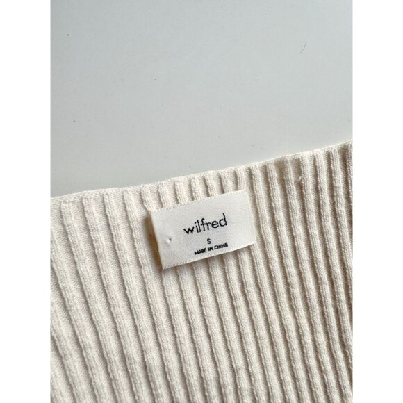 Aritzia WILFRED Leighton Oat Modal Wool Ribbed Knit Square Neck Sweater, Size S - Picture 8 of 15